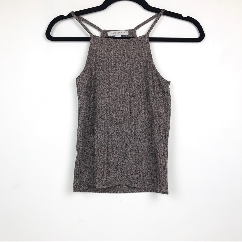 Purple Snow Heathered Cropped Tank Top Sz S